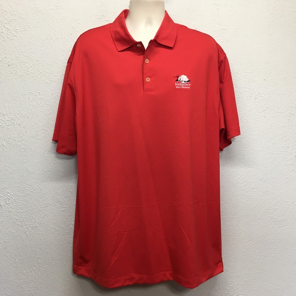 Nike Golf Mens‎ XXL Polo Shirt Dri Fit Red Short Sleeve Harmony Golf Preserve